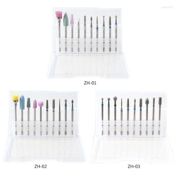 Kits de decoración de uñas, 10 Uds., molino de pulido para cepillos de aleación de cabeza, máquina de pulir de manicura de bolas