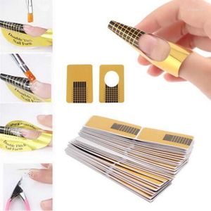 Kits d'art de ongles 100pcs conseils faux ongles Formulaires d'extension Guide de bricolage français GEL UV GEL FINGERNAILS transparents