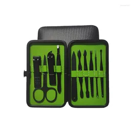 Nail Art Kits 10stcs zwarte roestvrijstalen manicure set Clippers kit met zakje vingernagel teennagel salon verzorgingsgereedschap