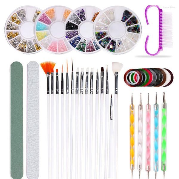 Kits d'art nail 10pcs Brush Set acrylique Gel UV Poliant peinture Dessin Brushes Sequins Dotting Pen Kit Manucure Clean Tool