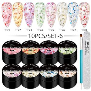 Nail Art Kits 10 -stcs/set glitter gedroogde bloemengel polish set natuurlijke bloemen semi permanent vernissen afwezigheid UV voor manicure