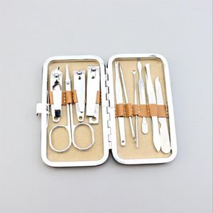 Kits d'art d'ongle 10 pièces/ensemble ensemble de manucure de bureau à domicile en acier inoxydable tondeuses nettoyant Kit de toilettage outil de soin 100 ensembles