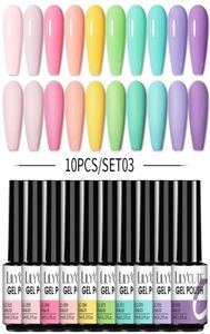 Nail Art Kits 10PCSSet Gel Poolse roze glitterschema Springkleuren Semi Permanent Soak Off UV LED Kitnail Kitsnail9644988
