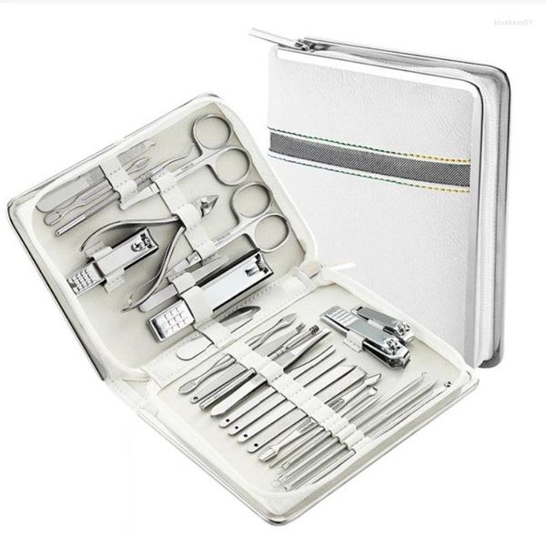 Kits d'art d'ongle 11/21/26pcs ensemble de manucure coupe-cuticules en acier inoxydable pince à cuticules outil de soins de pédicure kit de toilettage de nettoyage de ciseaux de peau morte