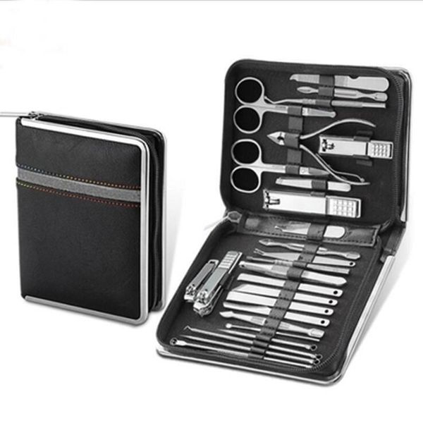 Kits de arte de uñas 11-26 PCS Clippers de acero inoxidable profesional Set de manicura Cortador Tijera Cutícula Nipper Herramientas Kit de estuche de viaje