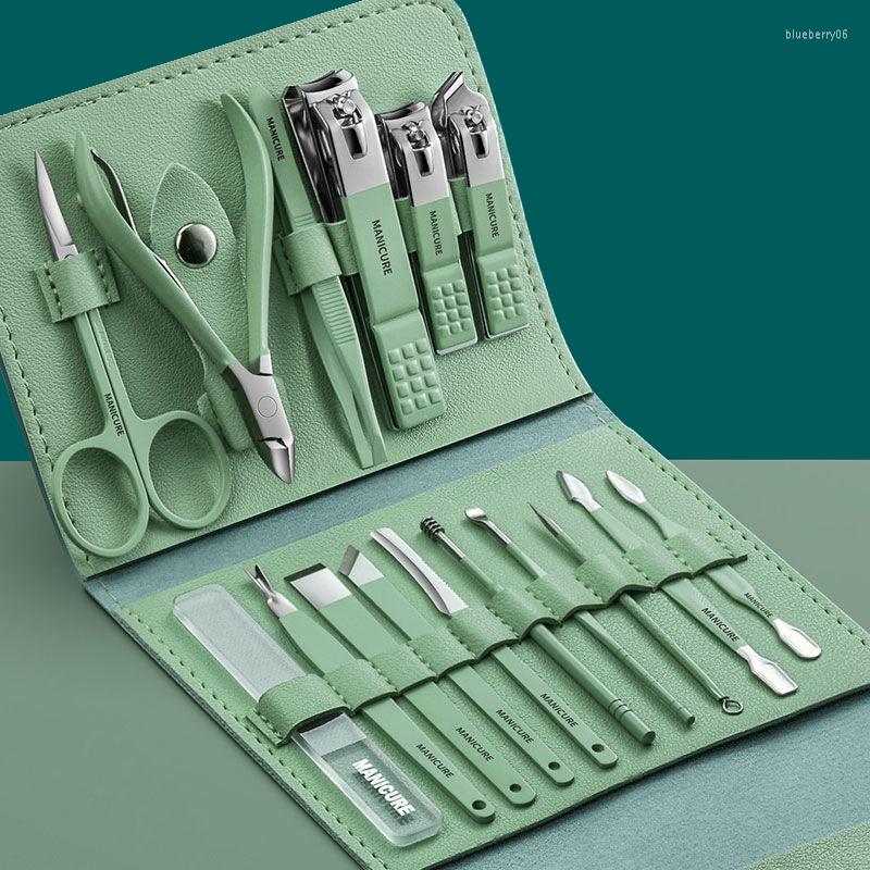 Nail Art Kits 12-16pcs/Set Cutter Set roestvrijstalen knipper met vouwtas manicure schaar make-up schoonheid gereedschap