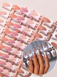 Kits d'art nail 120pcs / 5style canard français pointes de français appuyez sur les ongles avec designs blancs de fausse courbe brillante couverture complète acrylique c