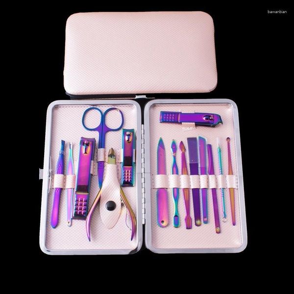 Kits de arte de uñas 15pcs/set Pedicura de acero inoxidable Profesional Clipper Cuticle Eagle Hook Tweezers Manicure Beauty Tools Kit