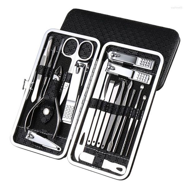 Kits d'art d'ongle 19 pièces/ensemble ensemble de tondeuse Kit en acier inoxydable manucure 19 en 1 outils de pédicure professionnels goutte