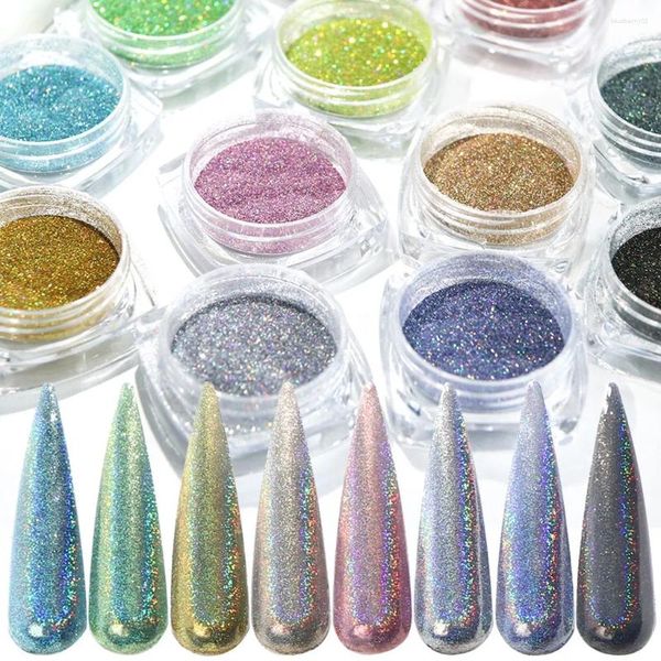Kits d'art d'ongle 1box Glitter Mix Sparkly Paillettes Manucure Poussière Argent Or Powde
