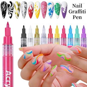 Nail Art Kits 1pc graffiti pen waterdichte abstracte lijnen bloem schetsen tekening borstels schilderen diy accessoires gereedschap gereedschap