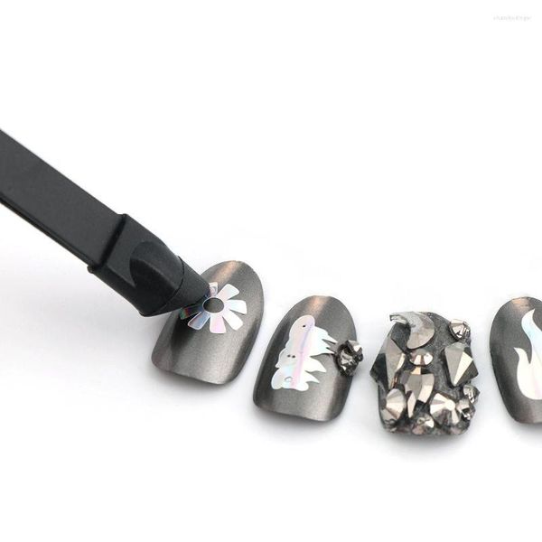 Kits d'art d'ongle 1PC Pincettes multifonctions avec tête de pression en silicone Sélecteur de strass Outil à double pointe