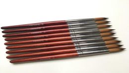 Kits d'art d'ongle 1pcs 10121416182022 Round Sharp 100 Kolinsky Sable Dessin Peinture Brosse Rouge Gel en bois Acrylique Salon Tools8803139