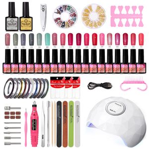 Nail Art Kits 1set Gel Poolse Kit Nagels Accessoires met UV LED LAMP Extended Leded Lijm Percezers Tools For Manicure Crystal 230815