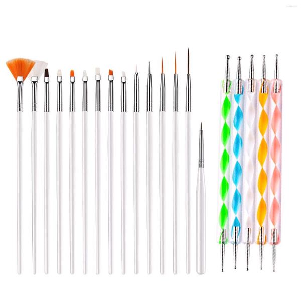 Nail Art Kits 20pcs / set Double Tête Dessin Ligne Détaillant Outil De Manucure Polonais Peinture Professionnelle Stylo Brosse Salon DIY Maison UV Gel