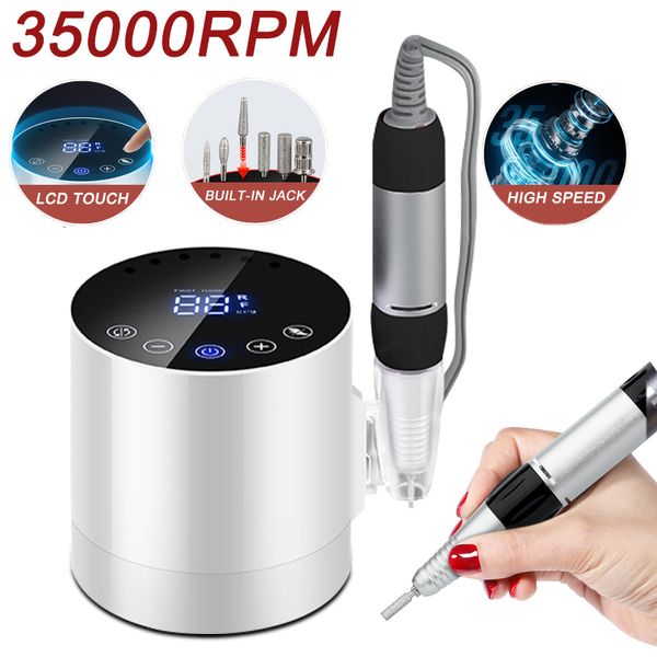 Kits d'art d'ongle 35000 tr/min perceuse Portable avec affichage HD fichier électrique professionnel manucure pédale 230613