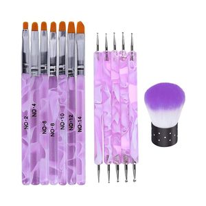 Nail Art Kits 3kinds Set Diy Tools Dust Brush Dot Pen Potherapy Acryl Punt Boor Tool Accessoires Wave Bar