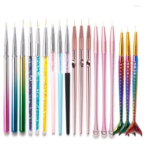 Kits d'art d'ongle 3pcs / set Liner Brush Gel Polonais Peinture Design Pen Set Mode Poignée Dessin