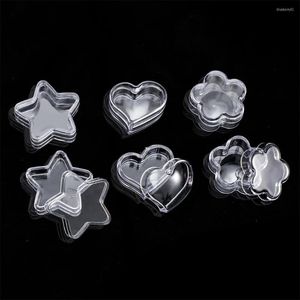 Kits d'art d'ongle 5 styles boîte en plastique pour stockage décoration accessoire en forme de coeur transparent conteneur vide strass vitrine de perles