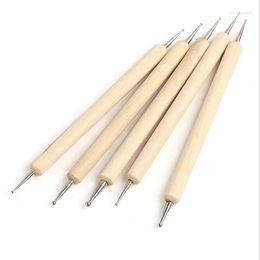 Kits d'art d'ongle 5 x 2 façons d'outils de pointage Stylo en bois Outil de peinture Dot Set Care