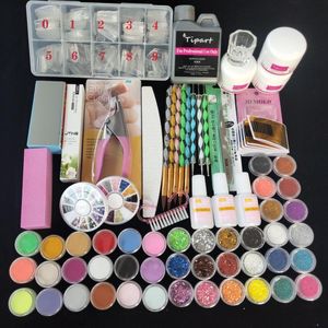 Kits de arte de uñas 500 Uds. Puntas francesas acrílico Power Manicure Kit Cutter Glitter File Brush Tool Set Gel