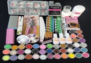 Kits de arte de uñas 500 unids Consejos franceses Acrílico Power Manicura Kit Cutter Glitter File Brush Tool Set Gel2853826