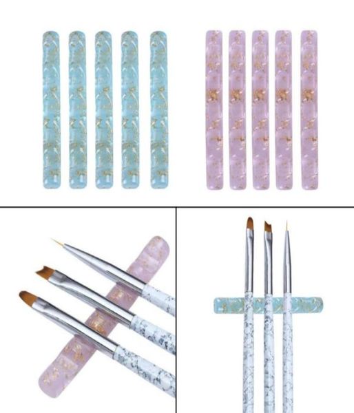 Kits de arte de uñas 5 unids Pinceles Titular de la pluma Cinco rejillas Acrílico Nails Salon Brush Rack Clear Stand Manicura Tools6904055