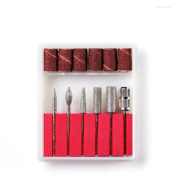 Kits d'art d'ongle 6pcs / boîte tête de polissage en métal matériel matériel tige de diamant galvanisée 2.35 aiguille de meulage