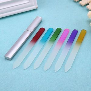 Nail Art Kits 6pcs duurzame kristalglasbestanden buffer manicure apparaat decoraties gereedschap schuurblokgereedschap zilveren doos