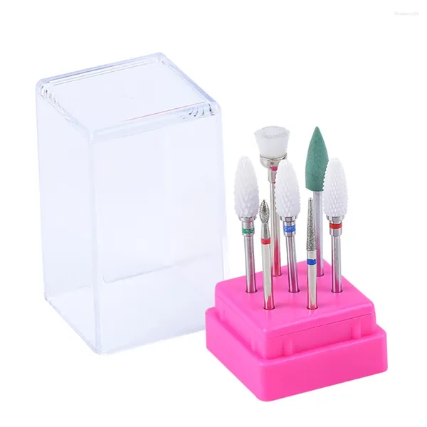 Kits d'art nail 7PCS / Set en céramique Drill Bits Box Box Milling Cutter Manucure Machine Files électriques Files