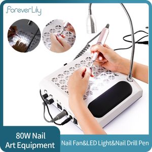 Nail Art Kits 80 W 4 In 1 Sterke Macht Stofafscheider Boor Verlichting Lamp Hand Pad Stofzuiger 30000 RPM Manicure Polish Tool 230613