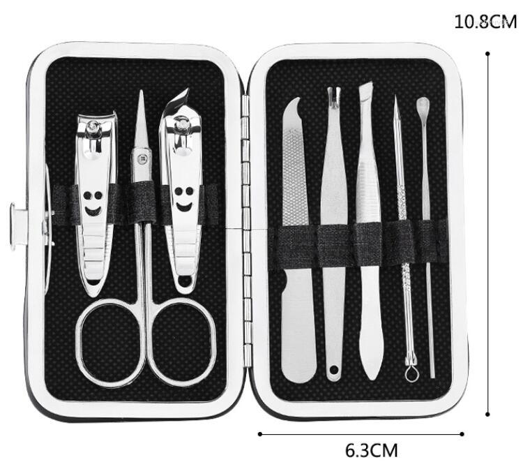 Kits d'art d'ongle 8 pièces ensemble d'outils de manucure de Profession Kit de costume de ciseaux de coupe-ongles en acier inoxydable
