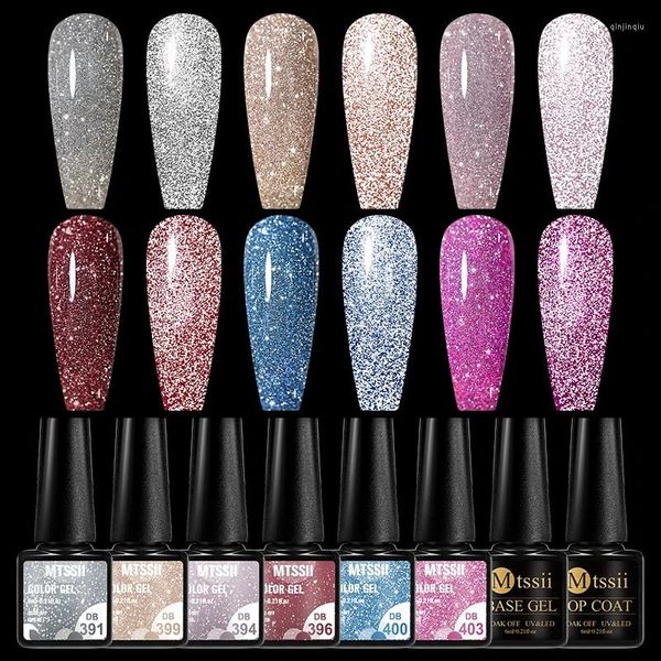 Kits d'art d'ongle 8 pièces ensemble de vernis à gel de paillettes réfléchissantes 6ml paillettes scintillantes vernis UV semi permanents tremper la décoration