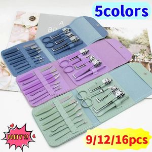 Nail Art Kits 9/12/16pcs Tondeuse Set Clipper Schoonheid Tang Pedicure Mes Oor Scoop Dode huid Accessoires Manicure Gereedschap