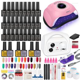 Kits d'art à ongles 90/24 W SET LAMPE UV POUR MANICURE 36 12 Color Gel Varnish Dring Machine Kit File Tool Extension