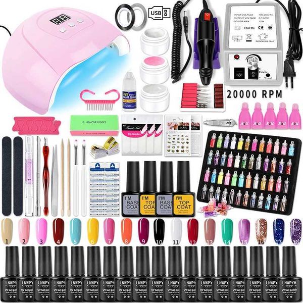 Kits d'art nail kit acrylique kit de ongles Ensemble professionnel Décoration Nail Art Nail Gel Kit POLOK SAK OFF MANICURE Set Electric Nail Drill Nail Tools T240510