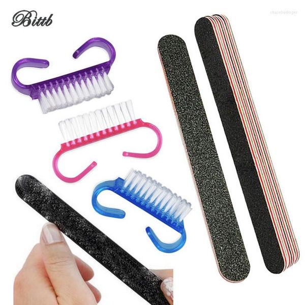 Kits d'art d'ongle Bittb ensemble d'outils brosse de nettoyage tampon de fichier manucure pédicure beauté ongles polissage barre de classement double face