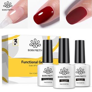 Kits d'art d'ongle BORN PRETTY 10ml Kit de gel fonctionnel Base Top Coat Renforcement Transparent Soak Off UV LED 3pcs / Set Fonction