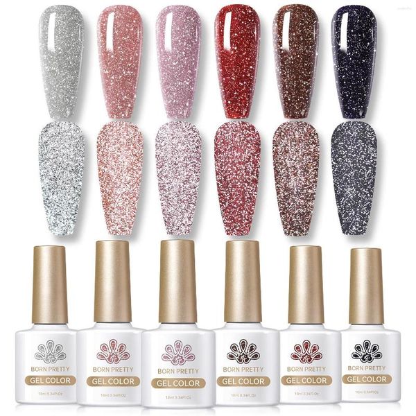 Kits d'art nail nés jolis 6pcs réfléchissants gel de gel polonais set minetci 10ml jelly camouflage couleur trempe off uv kit