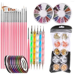 Nail Art Kits Brush Kit Meerdere ontwerptop tekening Tekening snijden stippenbouwer Flat Liner Acryl Gel Poolse manicure