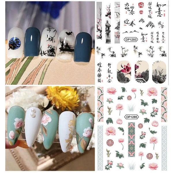 Kits d'art d'ongle autocollants de Style chinois bricolage pratique fleur de prunier bijoux colle arrière