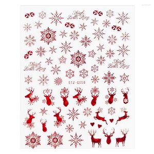 Nail Art Kits Kerststicker Rode zelfklevende rendier Santa Stickers Snowflake Elk Patroon Diy voor vrouwen