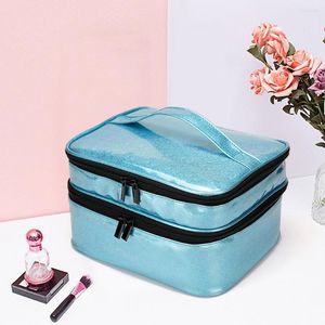 Sac de rangement pour kits de Nail Art, sac de rangement pour cosmétiques, Portable avec séparateur de bouteilles Flexible à Double couche à 30 cellules, accessoires de vernis 2023