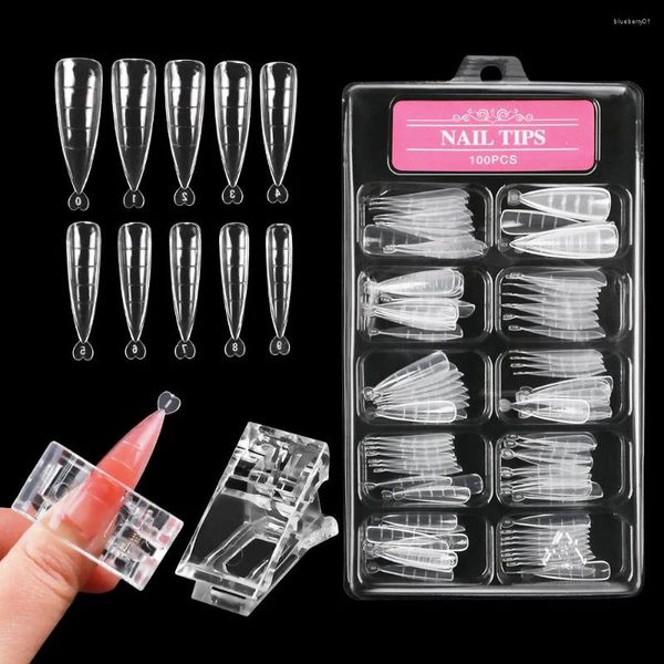 Kits de nail art Cover pour le gel UV avec extensions de clip Tools de manucure Double forme de faux ongles