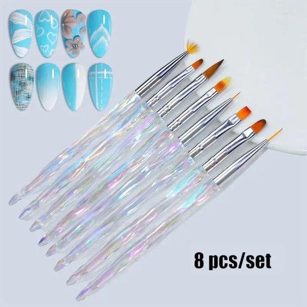 Kits de arte de uñas Dibujo Pen de 8 piezas Set de cepillo de herramientas de línea de color de alambre de 8 piezas