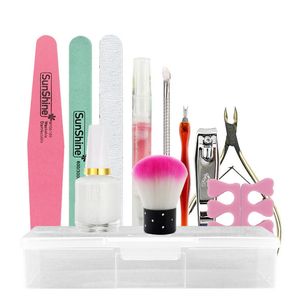 Nail Art Kits -bestand en buffer rechthoekige bufferblok Spons gepolijst, borstel, wordt geleverd met cuticle nipper duwer, perfecte manicure -gereedschapskit