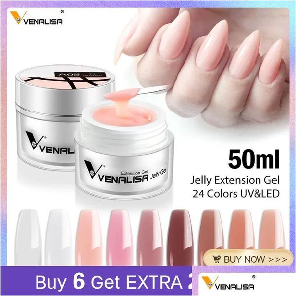 Kits d'art nail gel 50 ml vénalisa trempage de la construction uv de gelée épaisse du constructeur de construction prolongez 24 couleurs camouflage laiteux