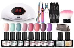 Nail Art Kits Gel Polish Kit Professional Set Acryl met 36W LED UV -lamp voor manicure -gereedschappen en benodigdheden Base Top Suits7401287