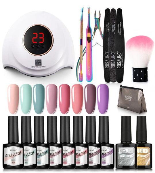 Kits de arte de uñas Kit de esmalte de gel Conjunto profesional Acrílico con lámpara LED UV de 36W para herramientas de manicura y suministros Base Top Suits8593554