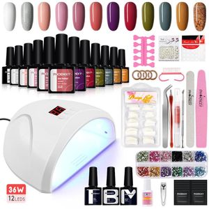 Kits d'art d'ongle Kit de vernis Gel avec lampe Uv 54W/80W ensemble de vernis 12 pièces outil professionnel Semi Permanent pour manucure